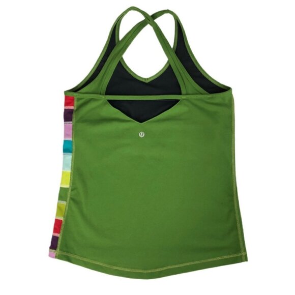 LULULEMON  Green Rainbow‎ Colorblock Crisscross Active Tank Sz 10 - Picture 2 of 6